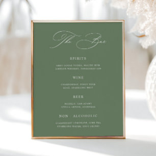 Affiche Menu de la barre de Mariages verte Classic Sage