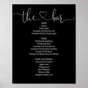 Affiche Menu de la barre de scripts Coeur noir et blanc