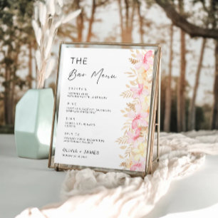 Affiche Menu de la barre du Mariage rose Modèle des signes