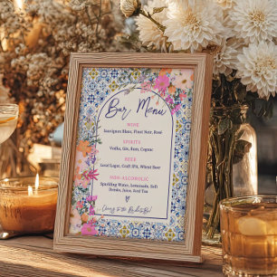 Affiche Menu de la barre Florale rose Carrelage méditerran
