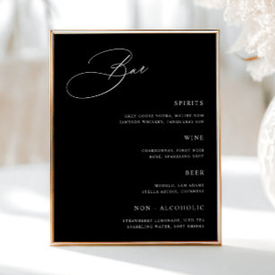 Affiche Menu de la barre Mariage noire simple