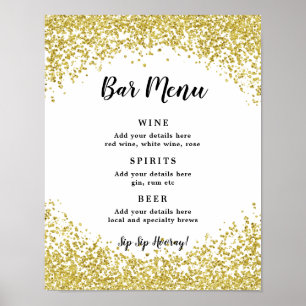 Affiche Menu de la barre wedding shower Signer une parties