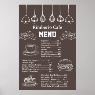 Affiche Menu de la nourriture de l'entreprise de café vint