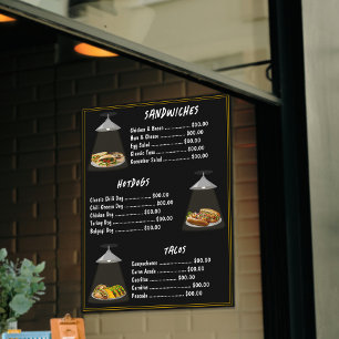 Affiche Menu de la restauration rapide Sandwichs Hotdogs