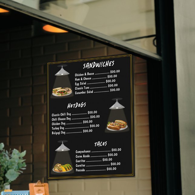 Affiche Menu de la restauration rapide Sandwichs | Hotdogs (Créateur téléchargé)