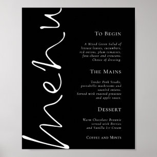 Affiche Menu de mariage élégant écriture simple noir