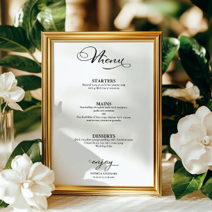 Affiche Menu de Mariage Simple Calligraphie Élégante