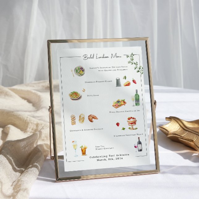 Affiche Menu de mariage sur mesure illustré (Créateur téléchargé)