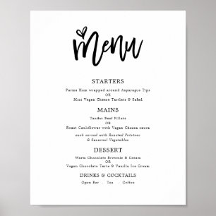 Affiche Menu de mariage tendance écriture artistique texte