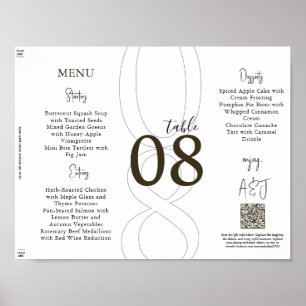 Affiche Menu de mariage triptyque moderne simple marron