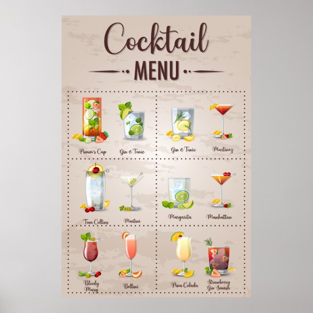Affiche Menu de mocktail (Devant)