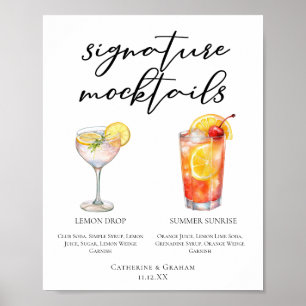 Affiche Menu de Mocktails de mariage Lever de soleil d'été