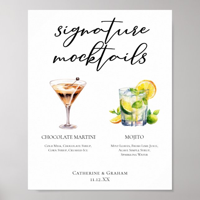 Affiche Menu de Mocktails Signature Chic Mojito Vierge Mar (Devant)