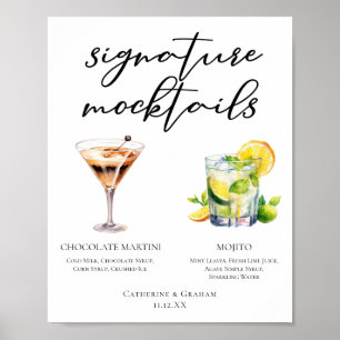 Affiche Menu de Mocktails Signature Chic Mojito Vierge Mar