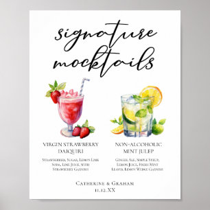 Affiche Menu de Mocktails Strawberry Daiquiri Mint Julep