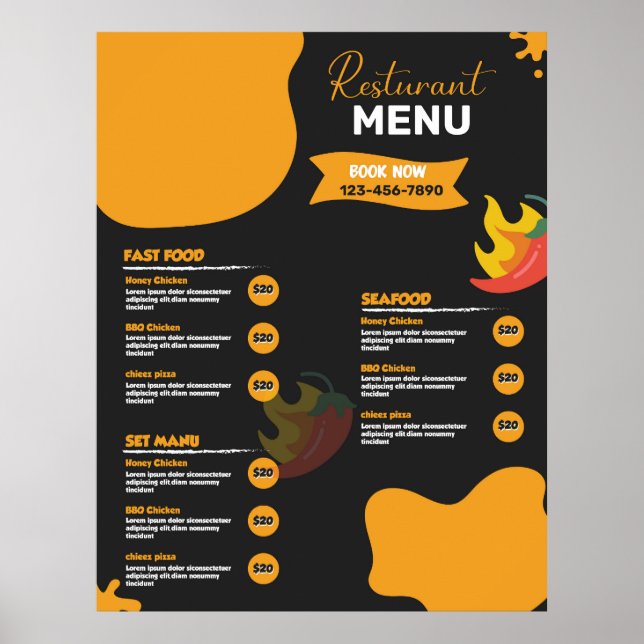 Affiche Menu de nourriture (Devant)