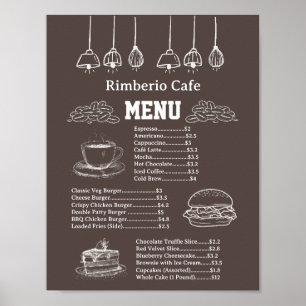 Affiche Menu de nourriture pour entreprise de café vintage