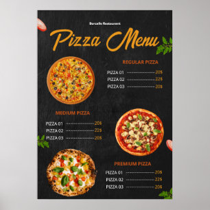 Affiche Menu de pizza éditable Pizzaria Menu de restaurant