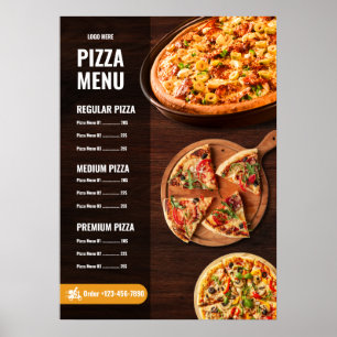 Affiche Menu de pizza éditable pizzeria Menu de restaurant