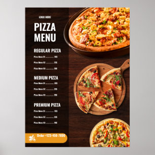 Affiche Menu de pizza éditable Pizzeria Menu de restaurant