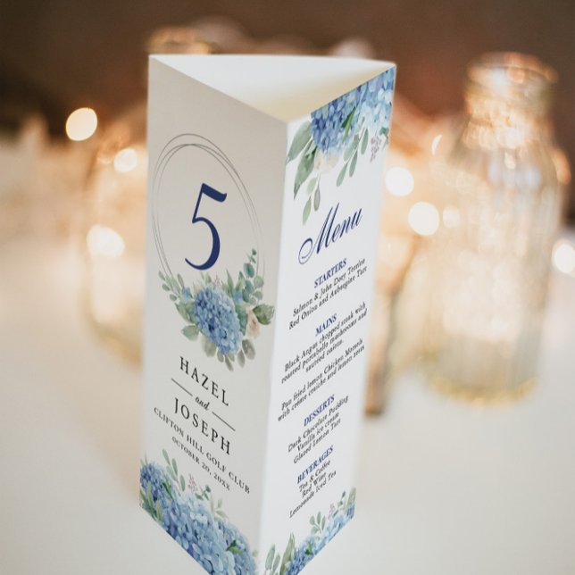 Affiche Menu de pliage SINI Blue Hydrangea Tri (Créateur téléchargé)