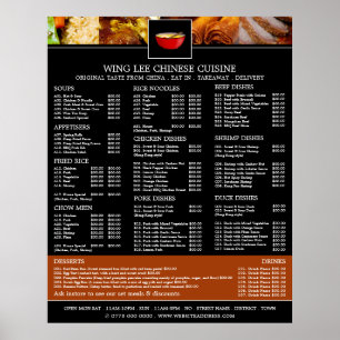 Affiche Menu de restaurant chinois