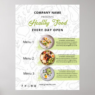 Affiche Menu de restaurant de traiteur de nourriture fraîc
