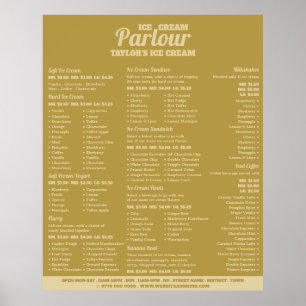 Affiche Menu de salon de glace moderne