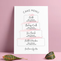 Menu de saveurs de gâteau à l'écriture rose fémini