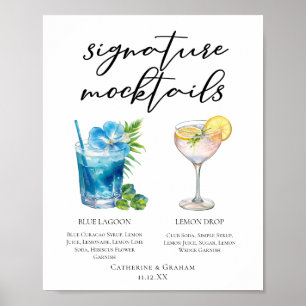 Affiche Menu des Blue Lagoon Lemon Drop Mariage Mocktails