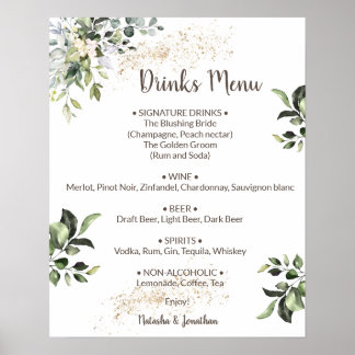 Affiche Menu des boissons aux herbes et à la verdure pour 
