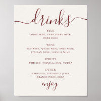 Menu des Boissons de Mariage en Ivoire Douce | Pan