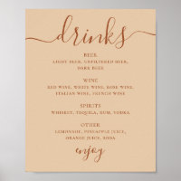 Menu des Boissons de Mariage | Panneau de Bar en S