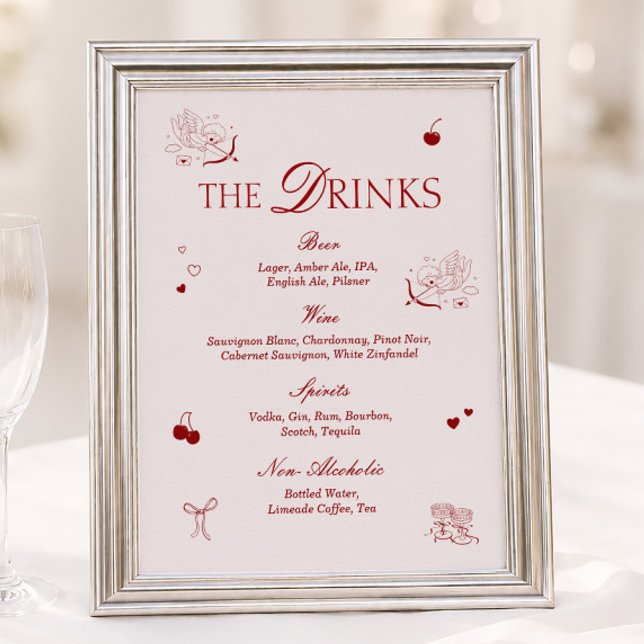 Affiche Menu des boissons du bar de mariage Opera Bourgogn (Créateur téléchargé)
