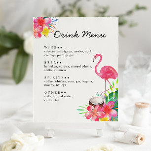 Affiche Menu des boissons Flamant Paradis Tropical Floral