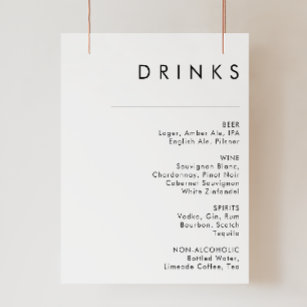 Affiche Menu des boissons minimalistes modernes pour les M
