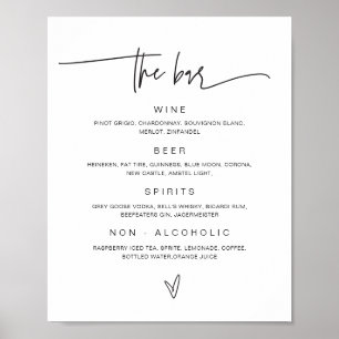 Affiche Menu des boissons Panneau de bar de mariage Affich