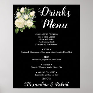 Affiche Menu des Boissons | Panneau de Mariage
