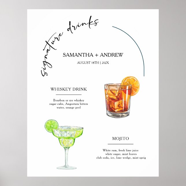 Affiche Menu des Boissons Signature de Tltgant  Mariage (Devant)