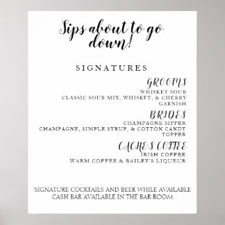 Affiche Menu des cocktails