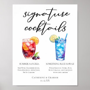 Affiche Menu des Cocktails Signature Sangria d'Été Blue Be