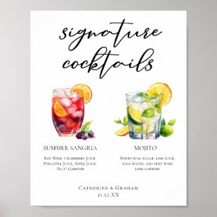 Affiche Menu des Cocktails Signature Sangria d'Été Mojito