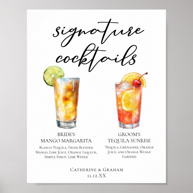 Affiche Menu des cocktails Tequila Sunrise Mango Margarita (Devant)