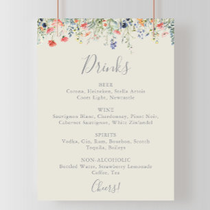 Affiche Menu des Mariages de Fleur sauvage multicolore rad