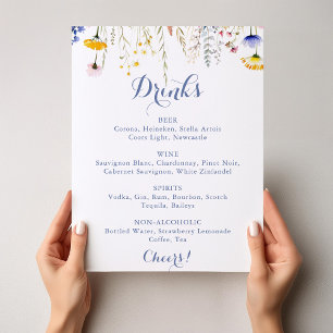 Affiche Menu des Mariages Fleur sauvage Multicolor Moderne