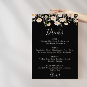 Affiche Menu des Mariages noirs Fleurs sauvages classiques