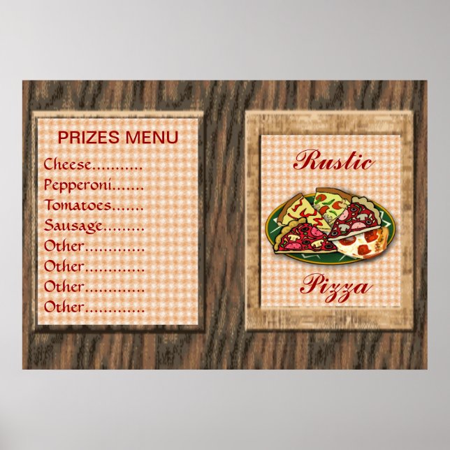 Affiche Menu des prix des pizzas (Devant)