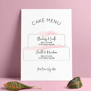 Affiche Menu des saveurs de gâteau Féminin Aquarelle rose