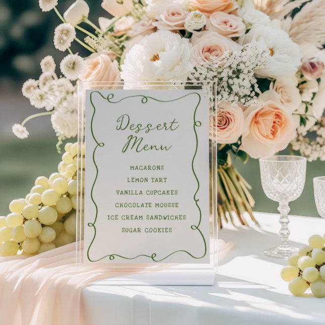 Affiche Menu Dessert Cadre Vert Levé À La Main (Créateur téléchargé)