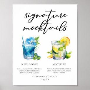 Affiche Menu d'été des cocktails signature au bord de la p